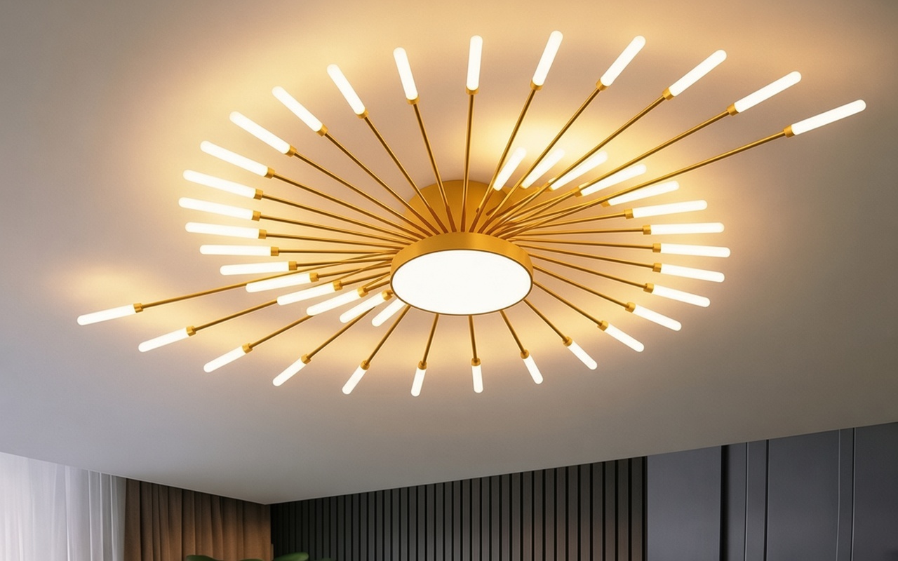 gold starburst  LED flush-mount ceiling light